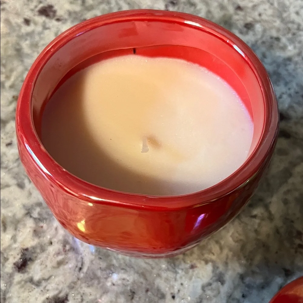 Red Apple Ceramic Candle Jar with Lid